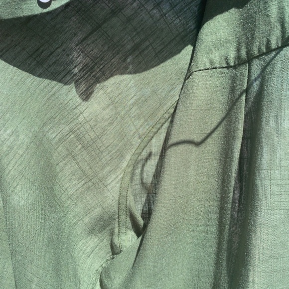CooFandy Men's Rayon Linen button down green Shirt - Picture 9 of 9